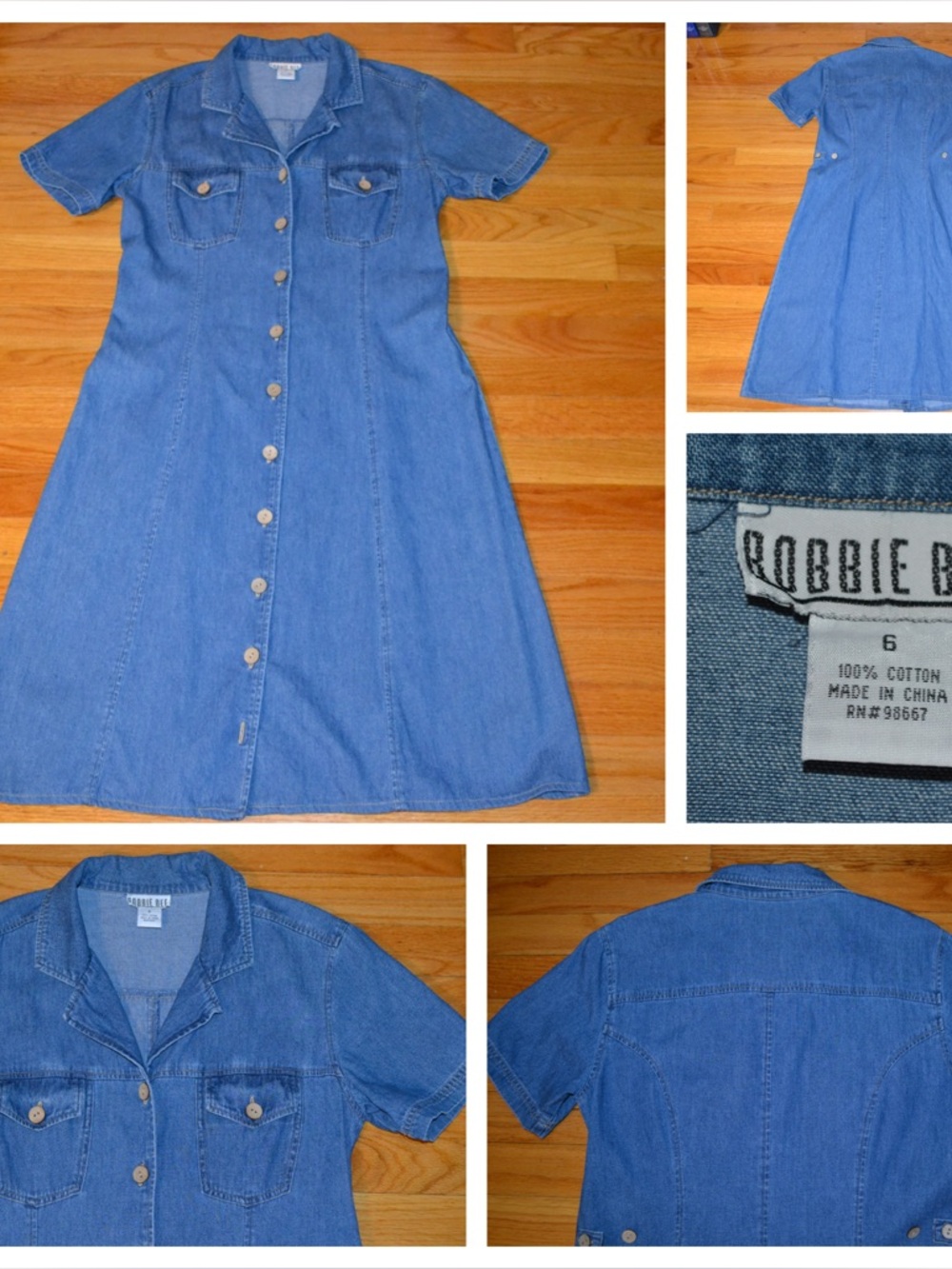 Women’s vintage Bobbie Bee denim dress, size 6